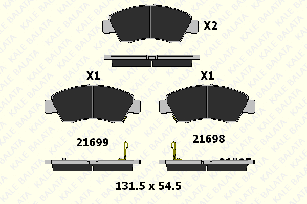 Kit de plaquettes de frein, frein à disque KALE 21697 158 05