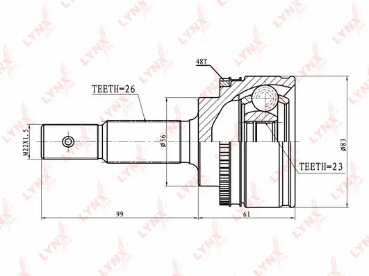 Jeu de joints, arbre de transmission LYNXAUTO CO-7558A