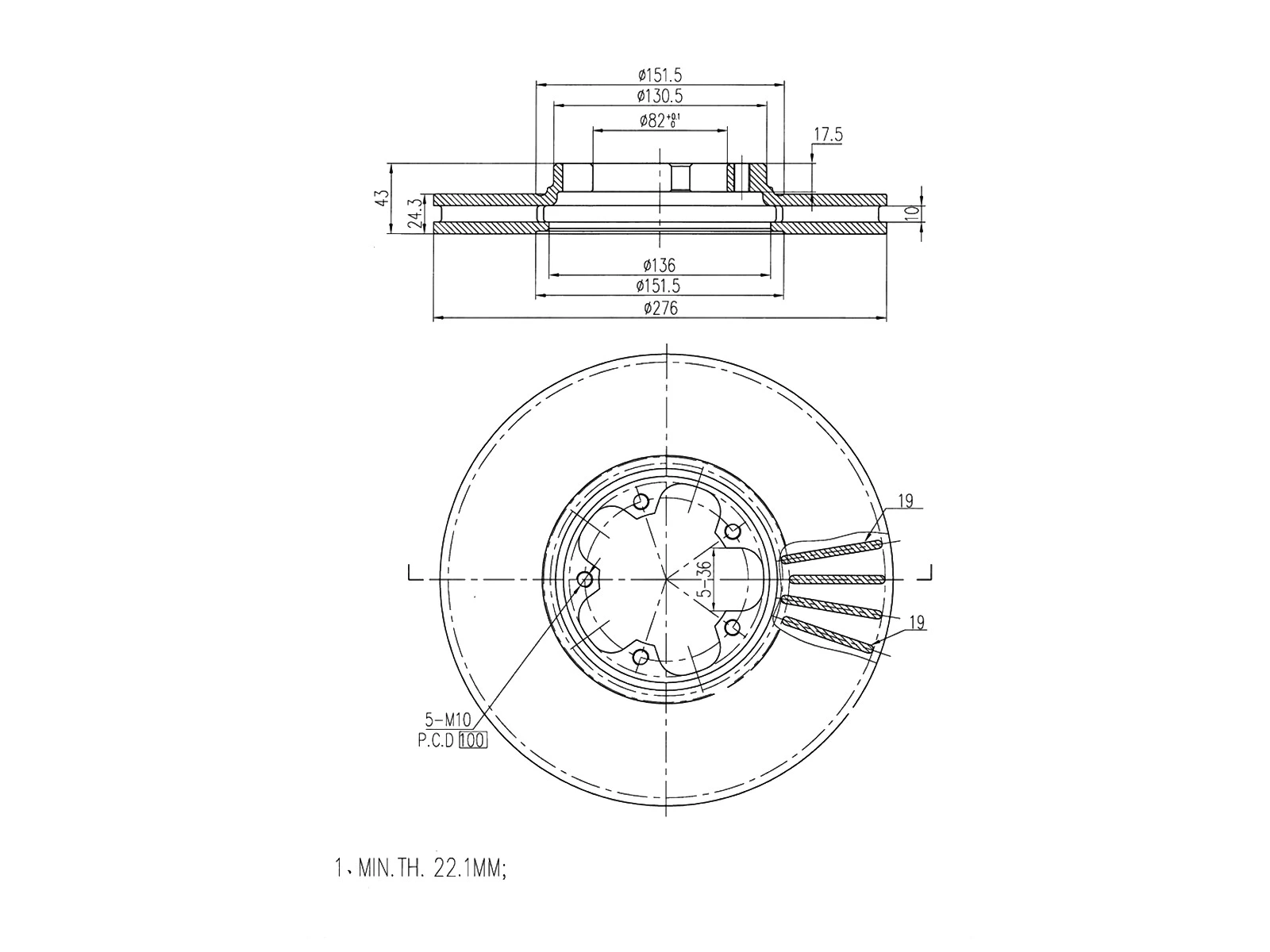 Disque de frein A.Z. Meisterteile AZMT-44-024-1059