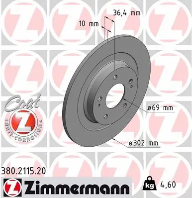 Disque de frein ZIMMERMANN 380.2115.20