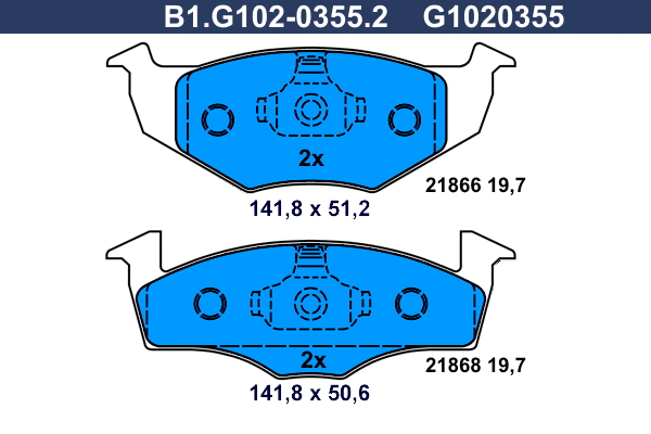 Kit de plaquettes de frein, frein à disque GALFER B1.G102-0355.2