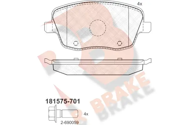 Kit de plaquettes de frein, frein à disque R BRAKE RB1575-701