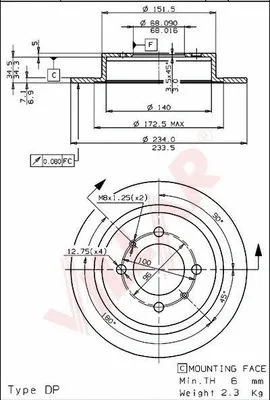 Disque de frein VILLAR 628.1032