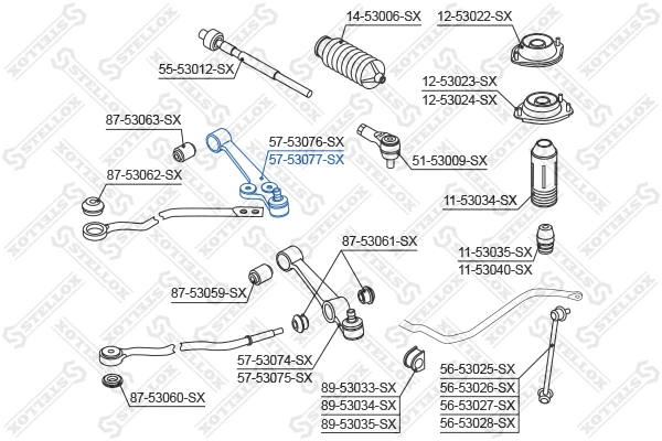 Bras de liaison, suspension de roue STELLOX 57-53077-SX