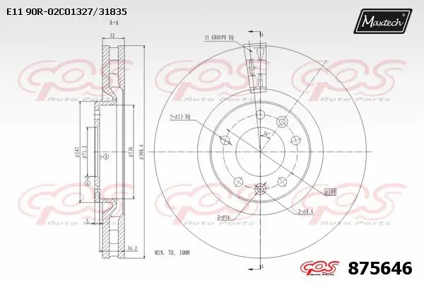 Disque de frein MAXTECH 875646