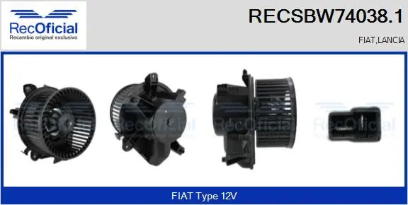 Pulseur d'air habitacle RECOFICIAL RECSBW74038.1