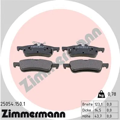 Kit de plaquettes de frein, frein à disque ZIMMERMANN 25054.150.1