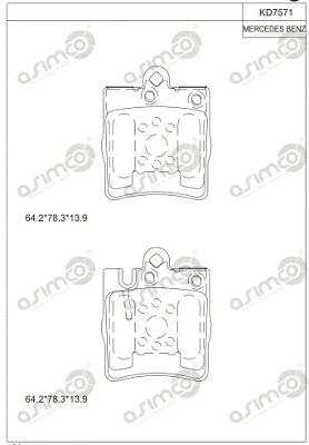 Kit de plaquettes de frein, frein à disque ASIMCO KD7571