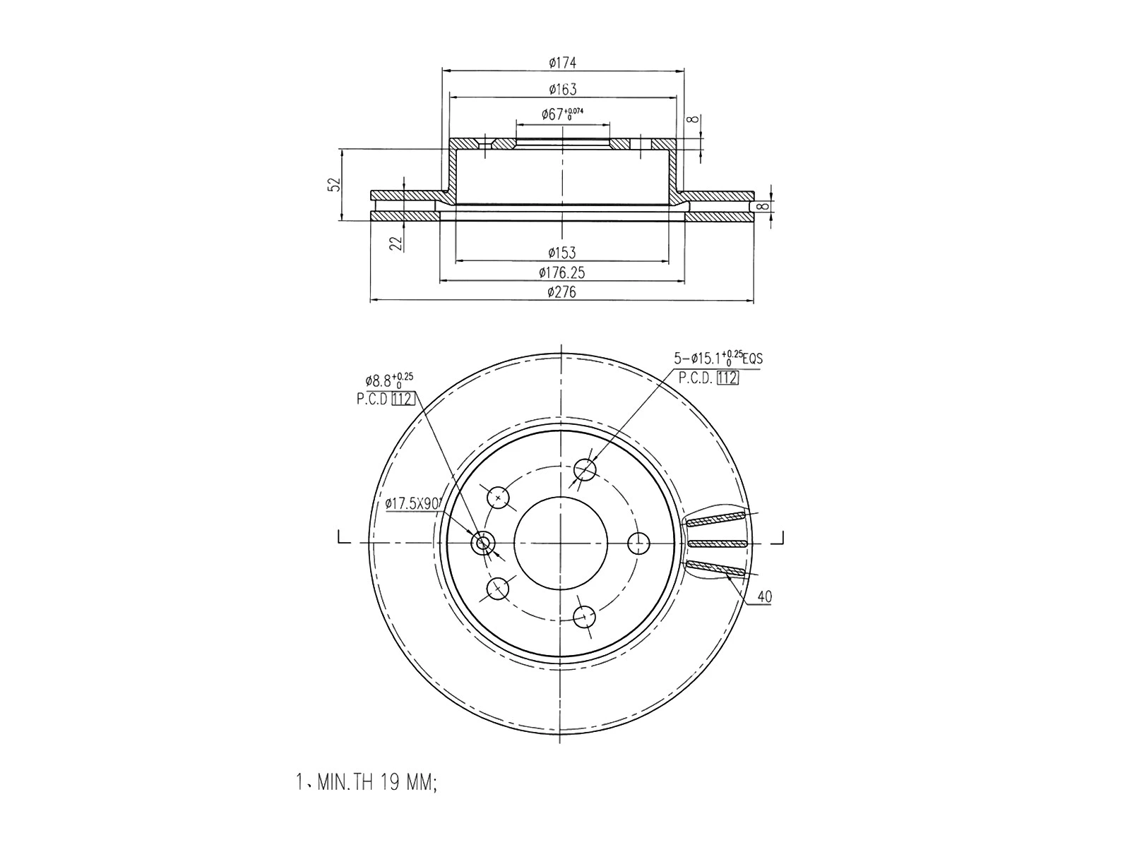 Disque de frein A.Z. Meisterteile AZMT-44-024-1518