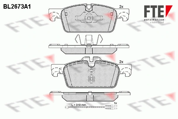 Kit de plaquettes de frein, frein à disque FTE 9010908