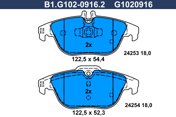 Kit de plaquettes de frein, frein à disque GALFER B1.G102-0916.2