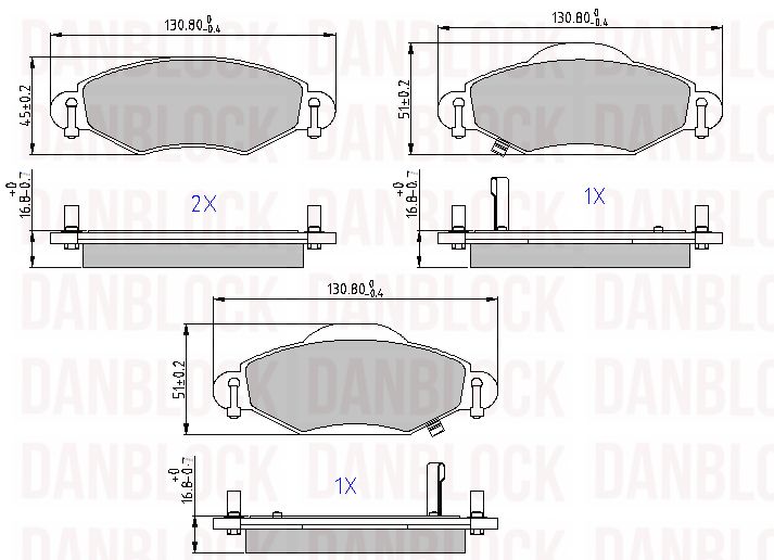 Kit de plaquettes de frein, frein à disque DANBLOCK DB 510452