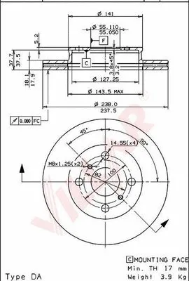 Disque de frein VILLAR 628.1002