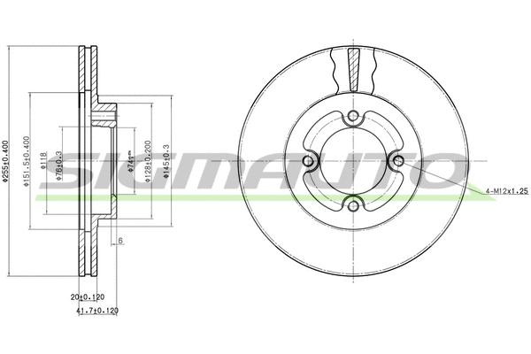 Disque de frein SIGMAUTO DBA415V