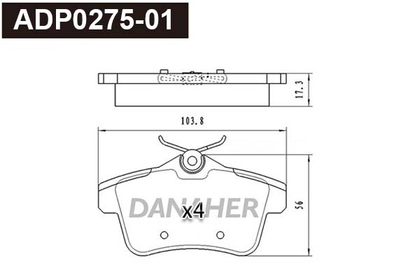 Kit de plaquettes de frein, frein à disque DANAHER ADP0275-01