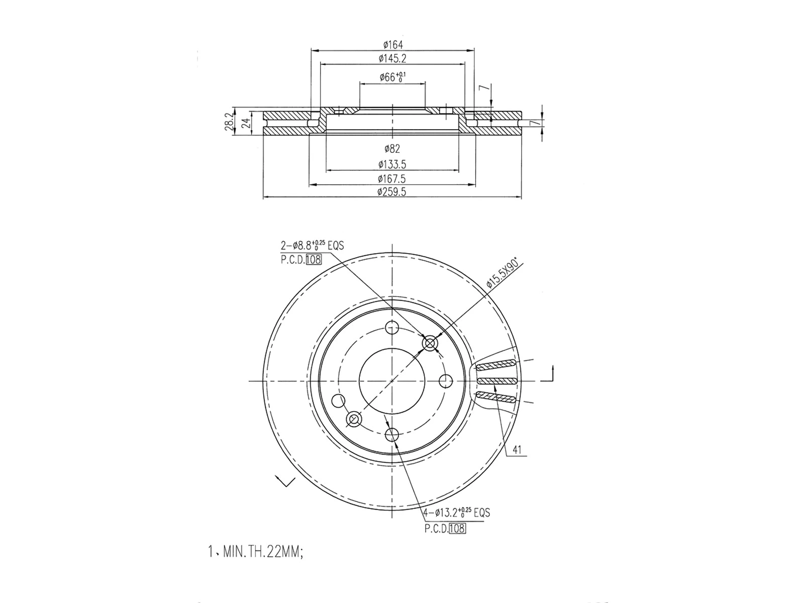 Disque de frein A.Z. Meisterteile AZMT-44-024-1522