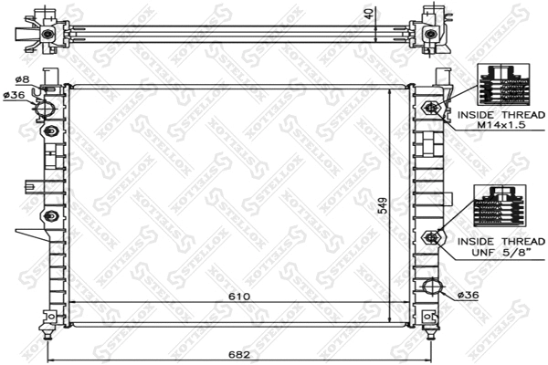 Radiateur, refroidissement du moteur STELLOX 10-25138-SX