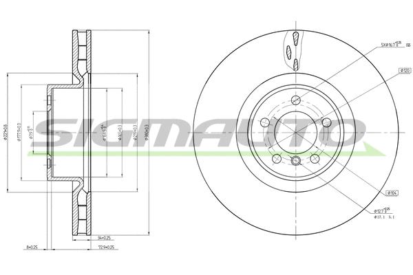 Disque de frein SIGMAUTO DBC086V
