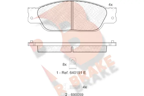 Kit de plaquettes de frein, frein à disque R BRAKE RB1561