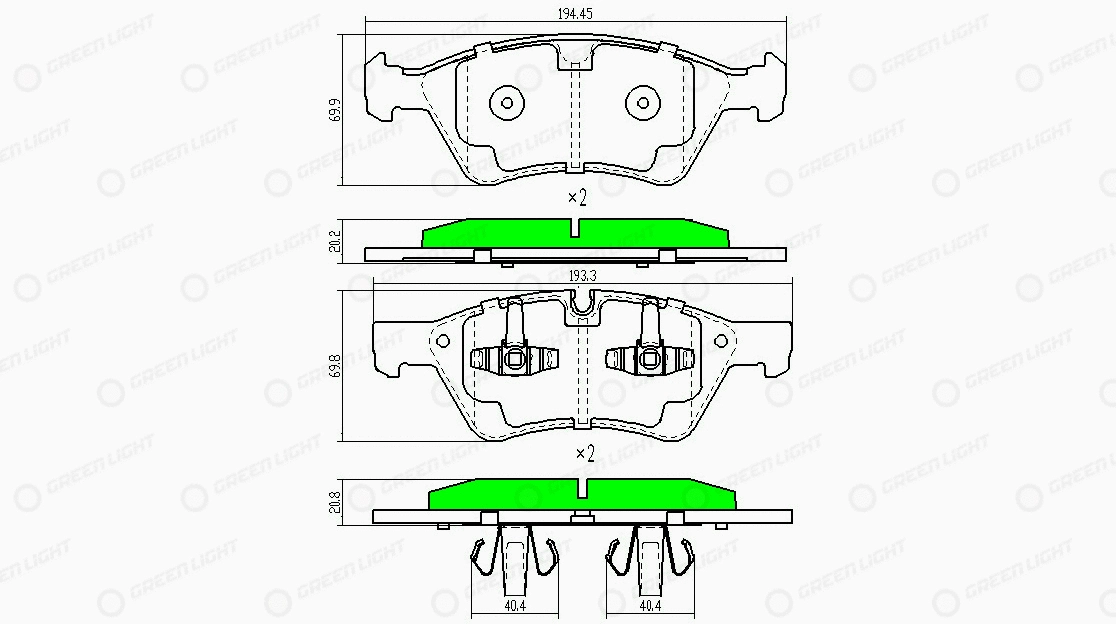 Kit de plaquettes de frein, frein à disque Automotive Adriado GLBP0257