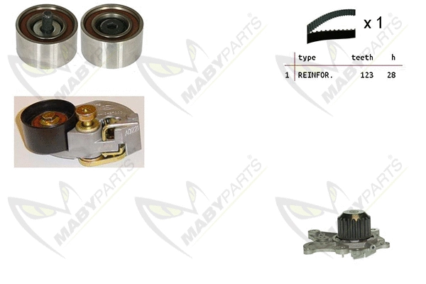 Pompe à eau + kit de courroie crantée MABYPARTS OBKWP0160