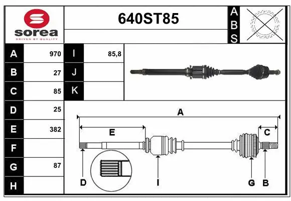 Arbre de transmission STARTCAR 640ST85