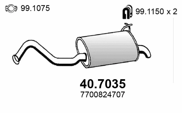 Silencieux arrière ASSO 40.7035