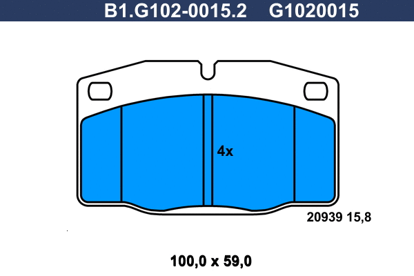 Kit de plaquettes de frein, frein à disque GALFER B1.G102-0015.2