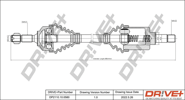 Arbre de transmission Dr!ve+ DP2110.10.0580