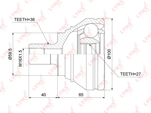 Jeu de joints, arbre de transmission LYNXAUTO CO-3870