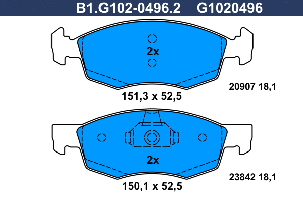 Kit de plaquettes de frein, frein à disque GALFER B1.G102-0496.2