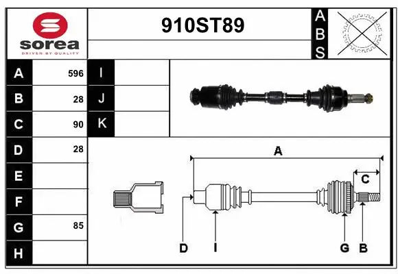 Arbre de transmission STARTCAR 910ST89