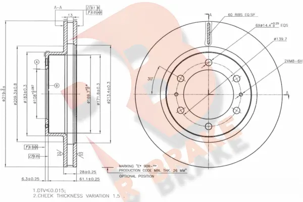 Disque de frein R BRAKE 78RBD14113