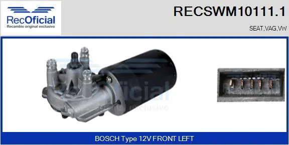 Moteur d'essuie-glace RECOFICIAL RECSWM10111.1