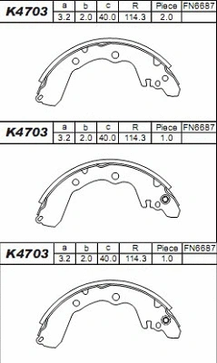 Jeu de mâchoires de frein ASIMCO K4703