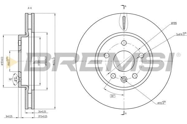 Disque de frein BREMSI CD8685V