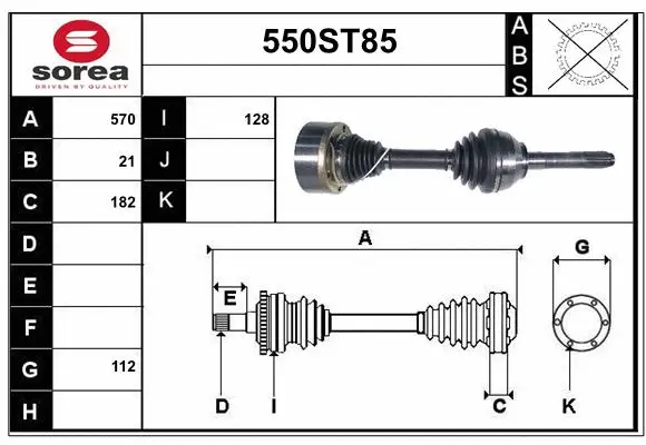 Arbre de transmission STARTCAR 550ST85