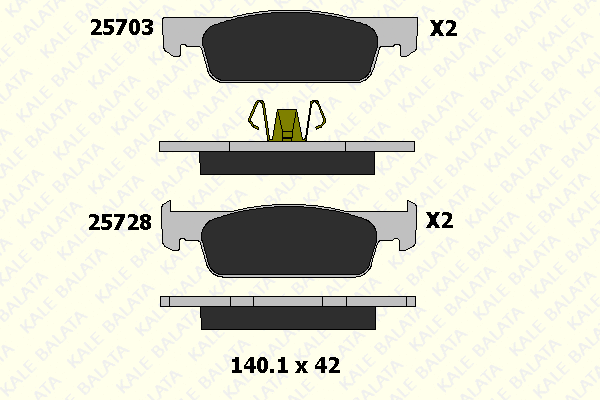 Kit de plaquettes de frein, frein à disque KALE 25728 180 05