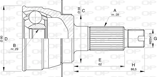 Jeu de joints, arbre de transmission OPEN PARTS CVJ5732.10