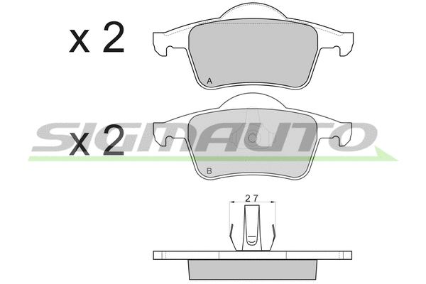 Kit de plaquettes de frein, frein à disque SIGMAUTO SPA843