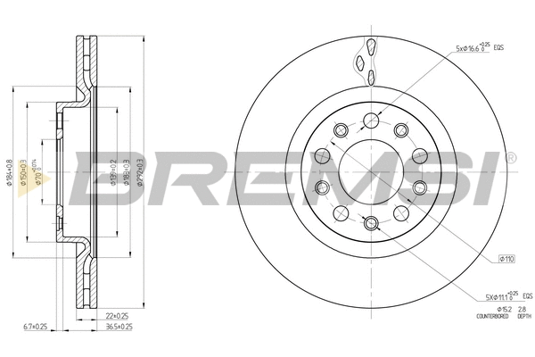 Disque de frein BREMSI CD8556V