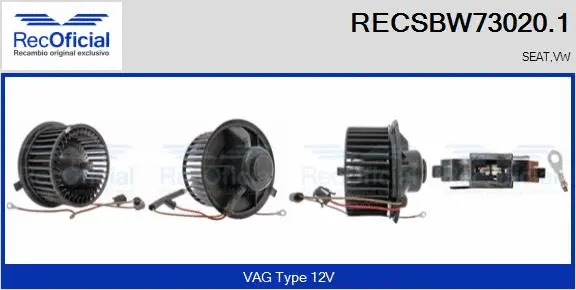 Pulseur d'air habitacle RECOFICIAL RECSBW73020.1
