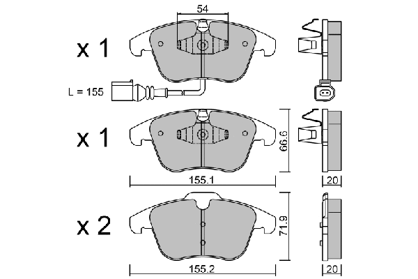 Kit de plaquettes de frein, frein à disque AISIN BPVW-1023
