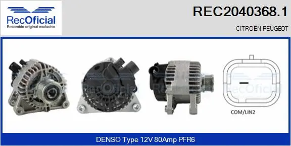 Alternateur RECOFICIAL REC2040368.1