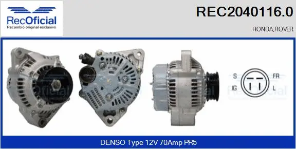 Alternateur RECOFICIAL REC2040116.0