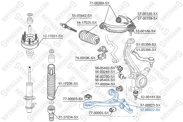 Bras de liaison, suspension de roue STELLOX 57-00022-SX