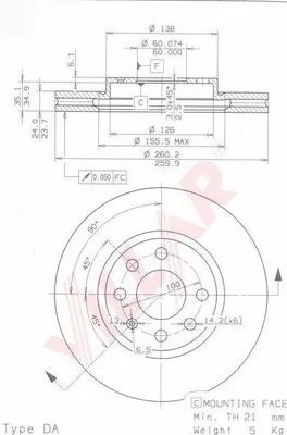 Disque de frein VILLAR 628.0488