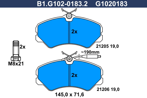 Kit de plaquettes de frein, frein à disque GALFER B1.G102-0183.2