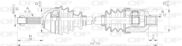 Arbre de transmission OPEN PARTS DRS6071.00