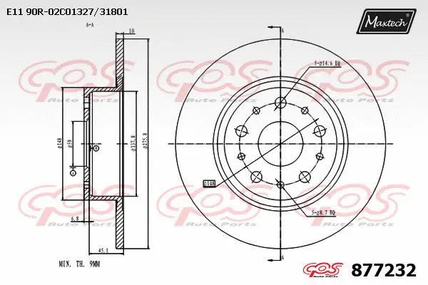 Disque de frein MAXTECH 877232